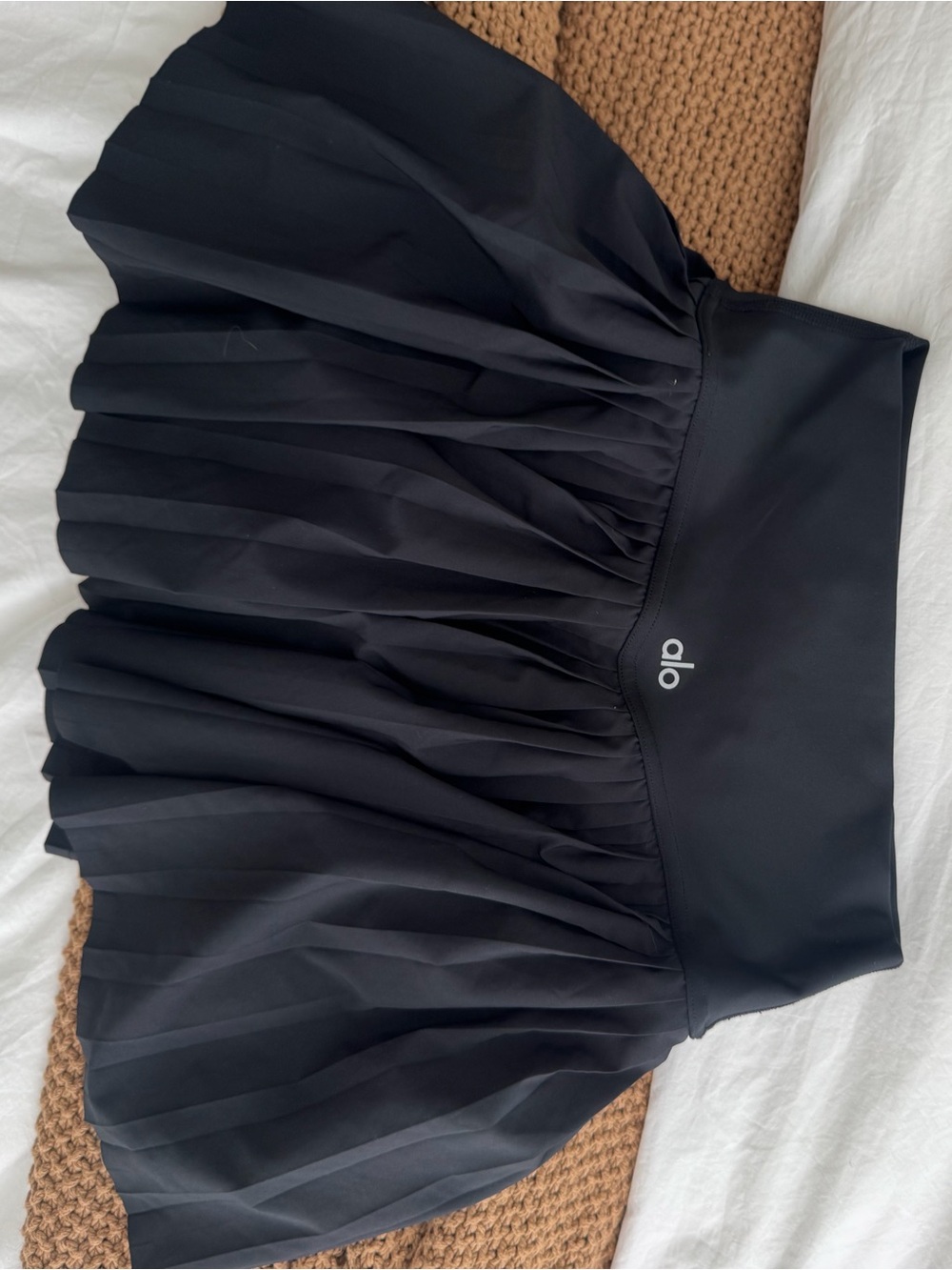 ALO Yoga Black Pleated Skater Skirt